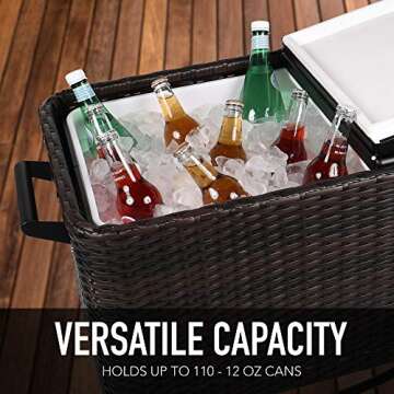 Permasteel 80 Quart Stylish Rolling Patio Cooler