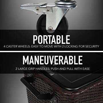 Permasteel 80 Quart Stylish Rolling Patio Cooler