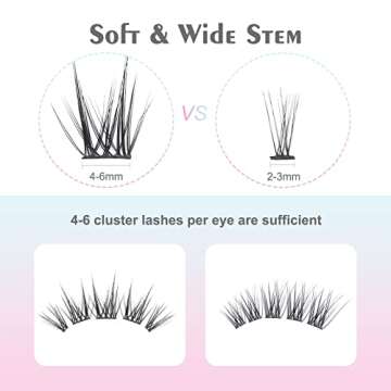 DF Cluster Lashes 156 Pcs D Curl 10-16mm Mixed DIY Lash Extensions Soft Volume Individual Lash Extensions Self-application Lashes at Home - Rose 1