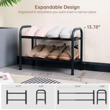 Gonfoam 2-Tier Expandable Shoe Rack for Organized Storage