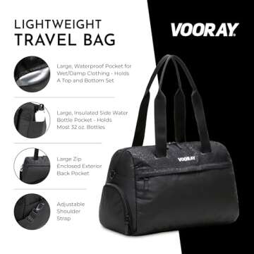 Vooray 25L Trainer Duffel Bag – Lightweight Travel Duffel for Women and Men with Shoe Pocket, Workout Bag, Weekender for Overnight, Football, Traveling, or Hospital Use