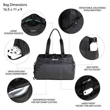 Vooray 25L Trainer Duffel Bag – Lightweight Travel Duffel for Women and Men with Shoe Pocket, Workout Bag, Weekender for Overnight, Football, Traveling, or Hospital Use
