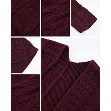 Women's Oversized Batwing Cardigan Sweaters Chunky Cable Knit Long Sleeve Slouchy Solid Open Front Jumper Sweater Tops Purple