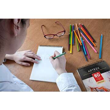 ARTEZA Drawing Paper Pad, 9 x 12 Inches, Pack of 1, 80 Sheets, Spiral Bound Artist Drawing Books, Du...