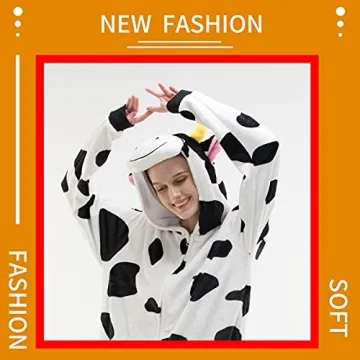 COSUSKET Cozy Cow Adult Onesie Pajamas for Halloween