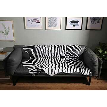 MustMat Faux Zebra Print Area Rug 4.5x5.2 Feet Cute Soft Black and White Animal Print Carpet for Jun...