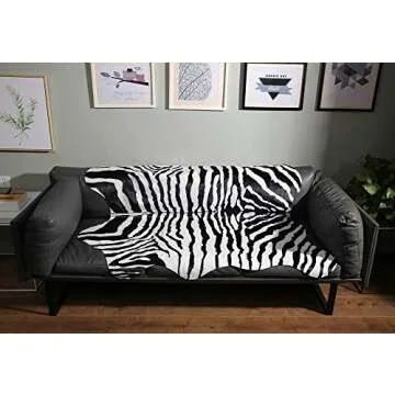 MustMat Faux Zebra Print Area Rug 4.5x5.2 Feet Cute Soft Black and White Animal Print Carpet for Jun...