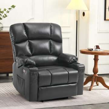 MCombo Large-Wide Lay Flat Dual Motor Power Lift Recliner Chair Sofa with Massage and Heat for Big E...