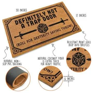 Funny Not a Trap Door Doormat for Gamers 30x17 Inch