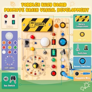 Iabedi Busy Board Montessori Toy for 1-3 Year Olds