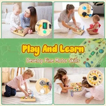 Iabedi Busy Board Montessori Toy for 1-3 Year Olds