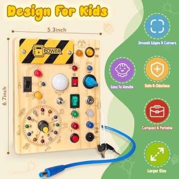 Iabedi Busy Board Montessori Toy for 1-3 Year Olds
