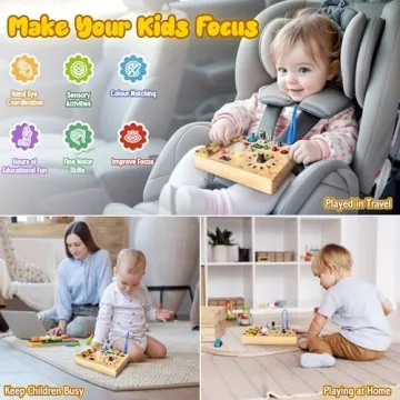Iabedi Busy Board Montessori Toy for 1-3 Year Olds