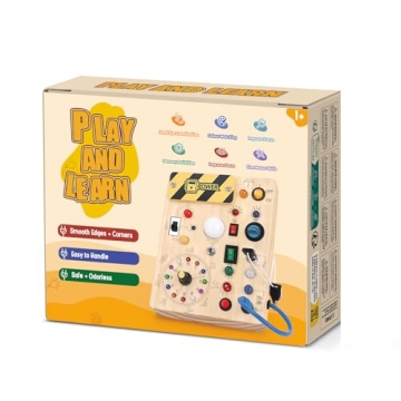 Iabedi Busy Board Montessori Toy for 1-3 Year Olds