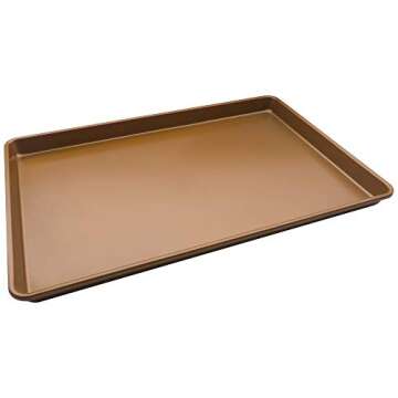 Chef Select Premium Non-Stick Cookie Sheet, Large 11-inch by 17-Inch, Copper Colored Steel, Heavy Duty