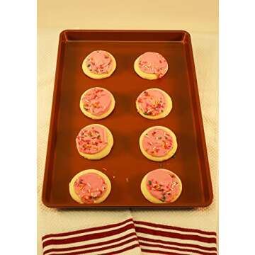 Chef Select Premium Non-Stick Cookie Sheet, Large 11-inch by 17-Inch, Copper Colored Steel, Heavy Duty