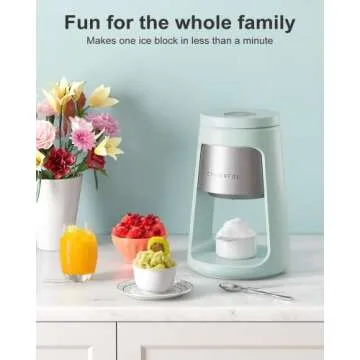 CROWNFUL Shaved Ice Machine Snow Cone Machine, 2 Ice Cups with Lids, Ice Shaver Machine for Snow Cones, Snowballs, Frozen Cocktails and More, Easy to DIY with Snow Cone Syrup at Home