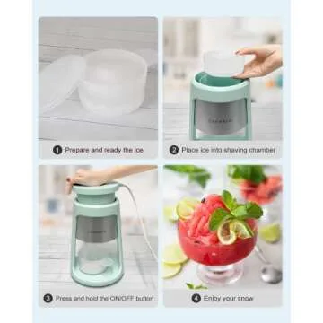 CROWNFUL Shaved Ice Machine Snow Cone Machine, 2 Ice Cups with Lids, Ice Shaver Machine for Snow Cones, Snowballs, Frozen Cocktails and More, Easy to DIY with Snow Cone Syrup at Home