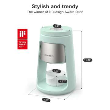 CROWNFUL Shaved Ice Machine Snow Cone Machine, 2 Ice Cups with Lids, Ice Shaver Machine for Snow Cones, Snowballs, Frozen Cocktails and More, Easy to DIY with Snow Cone Syrup at Home