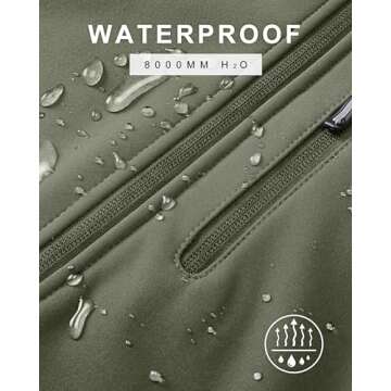 33,000ft Men's Softshell Jacket with Hood Fleece Lined Windbreaker Lightweight Waterproof Jackets for Hiking