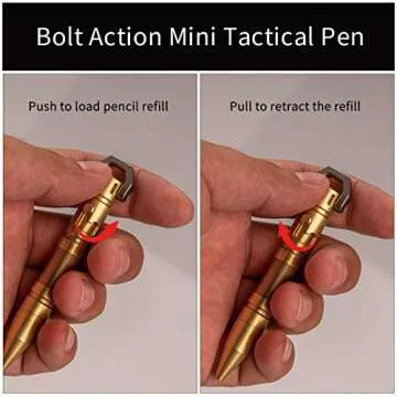 MecArmy TPX8 Mini Bolt Action Tactical Pen, Keychain Tactical Pen with 1 D Key Ring for Daily Carry, Small EDC Pen with Anti-Slip Grip Replaceable Refill for Work Travel, Ideal Gift (Titanium)