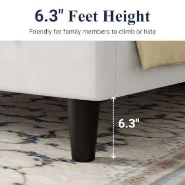 Allewie Queen Platform Bed Frame/Velvet Upholstered Bed Frame with Vertical Channel Tufted Headboard/Strong Wooden Slats/Mattress Foundation/Box Spring Optional/Easy Assembly/White