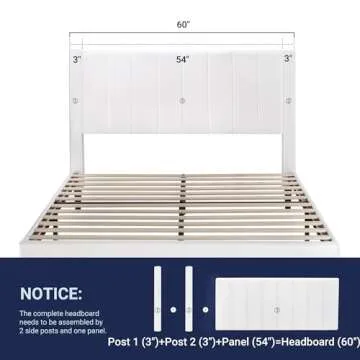 Allewie Queen Platform Bed Frame/Velvet Upholstered Bed Frame with Vertical Channel Tufted Headboard/Strong Wooden Slats/Mattress Foundation/Box Spring Optional/Easy Assembly/White