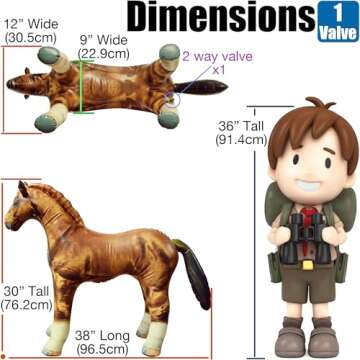 Jet Creations 38" Long Inflatable Horse, Golden Brown Lifelike Blow-Up Toy Figure for Decoration or ...