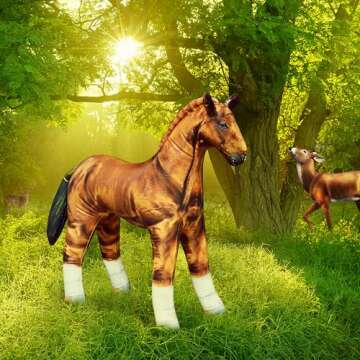 Jet Creations 38" Long Inflatable Horse, Golden Brown Lifelike Blow-Up Toy Figure for Decoration or Play, Livestock Theme Party, Pool, Birthday, VBS, Photo Prop, Baby Shower 1 pc