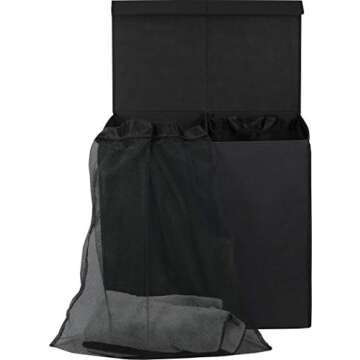 Simple Houseware Double Laundry Hamper with Lid and Removable Bags, Black