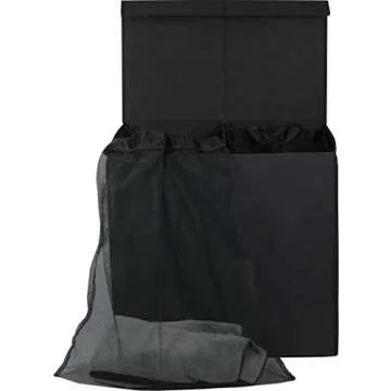 Simple Houseware Double Laundry Hamper with Lid and Removable Bags, Black