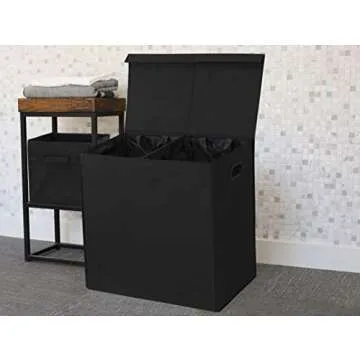 Simple Houseware Double Laundry Hamper with Lid and Removable Bags, Black