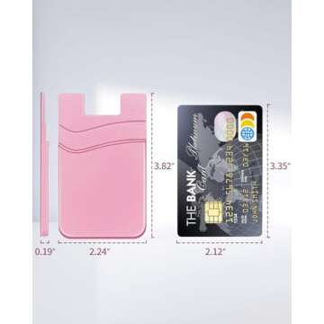BIAJIYA Card Holder for Back of Phone, Pouch Silicone Wallet Sleeve Pocket Stick-on ID Credit Card f...