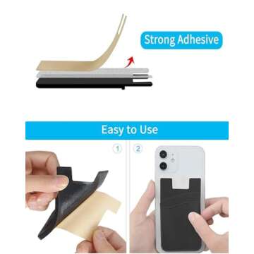 BIAJIYA Card Holder for Back of Phone, Pouch Silicone Wallet Sleeve Pocket Stick-on ID Credit Card for All Smartphones