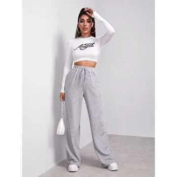 Floerns Cozy High Waist Wide Leg Sweatpants for Women