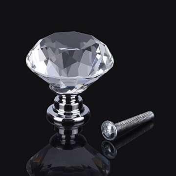 Outus 12 Pieces Diamond Shape Crystal Glass Cabinet Knobs for Cupboard and Drawer, Clear