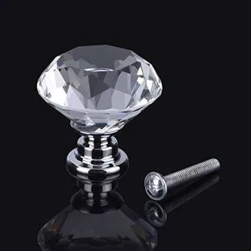 Outus 12 Pieces Diamond Shape Crystal Glass Cabinet Knobs for Cupboard and Drawer, Clear