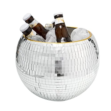 Wittolins Disco Ice Bucket for Cocktail Bar,Mirror Silver Disco Ball Decor,Retro Party Accessories,9...