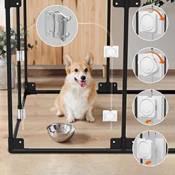 Dog Playpen Clear Dog Play Pen Modern Dog Playpen for Puppy Rabbit Clear Crate Cage Kennel Dog Fence Dog playpen and Indoor (S, Black)