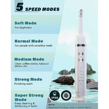 Tooth Polisher, Rechargeable Tooth Whitening Kit for Teeth Cleaning and Whitening, with 3 Tooth Polish Paste and 5 Brush Heads, LED Light, Easy to Use at-Home Personal Dental Care Kit