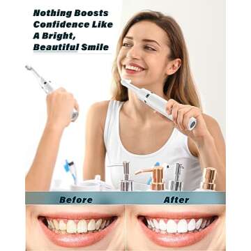 Tooth Polisher, Rechargeable Tooth Whitening Kit for Teeth Cleaning and Whitening, with 3 Tooth Polish Paste and 5 Brush Heads, LED Light, Easy to Use at-Home Personal Dental Care Kit