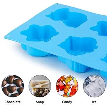 Beasea Animal Soap Molds, 2 Pack Large 3D Silicone Mat Chocolate Cake Candy Cookie Baking Making Clay Ice DIY Hard Resin Gummy Cube Tray Set Decoration Handmade Craft Bear Shape