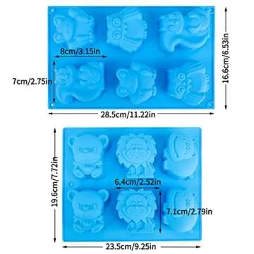 Beasea Animal Soap Molds, 2 Pack Large 3D Silicone Mat Chocolate Cake Candy Cookie Baking Making Clay Ice DIY Hard Resin Gummy Cube Tray Set Decoration Handmade Craft Bear Shape