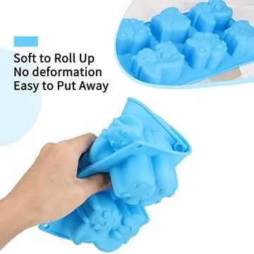 Beasea Animal Soap Molds, 2 Pack Large 3D Silicone Mat Chocolate Cake Candy Cookie Baking Making Clay Ice DIY Hard Resin Gummy Cube Tray Set Decoration Handmade Craft Bear Shape