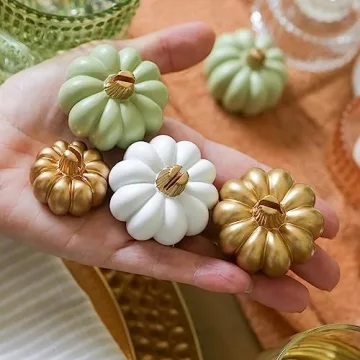 Gold Pumpkin Place Card Holders - Set of 6 for Fall Decor