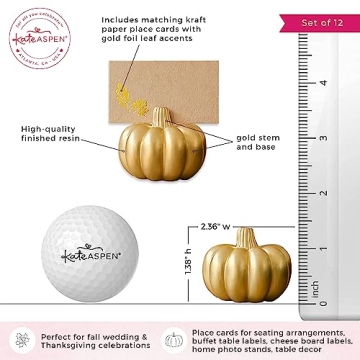 Gold Pumpkin Place Card Holders - Set of 6 for Fall Decor