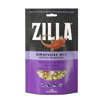 Zilla Reptile Munchies - Omnivore Mix, Healthy Dehydrated Food for Reptiles in Resealable Bag 4 oz.