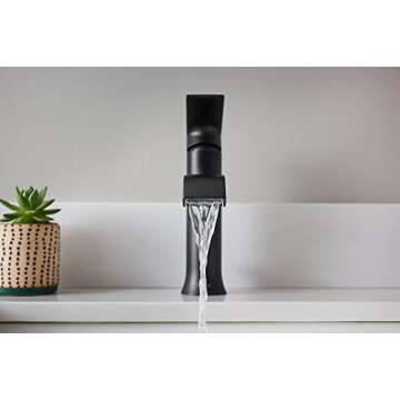 Moen 6702BL Genta LX One Handle Single Hole Modern Bathroom Sink Optional Deckplate, Faucet Height: 7-19/20 in, Matte Black