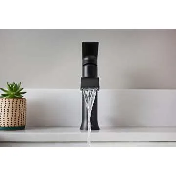 Moen 6702BL Genta LX One Handle Single Hole Modern Bathroom Sink Optional Deckplate, Faucet Height: 7-19/20 in, Matte Black