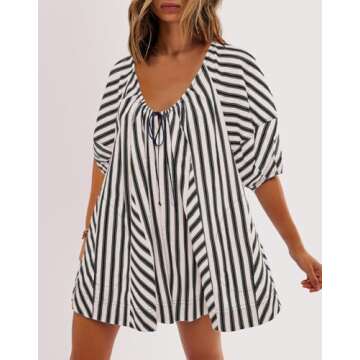 Stylish SENSERISE Womens Striped Romper with Pockets